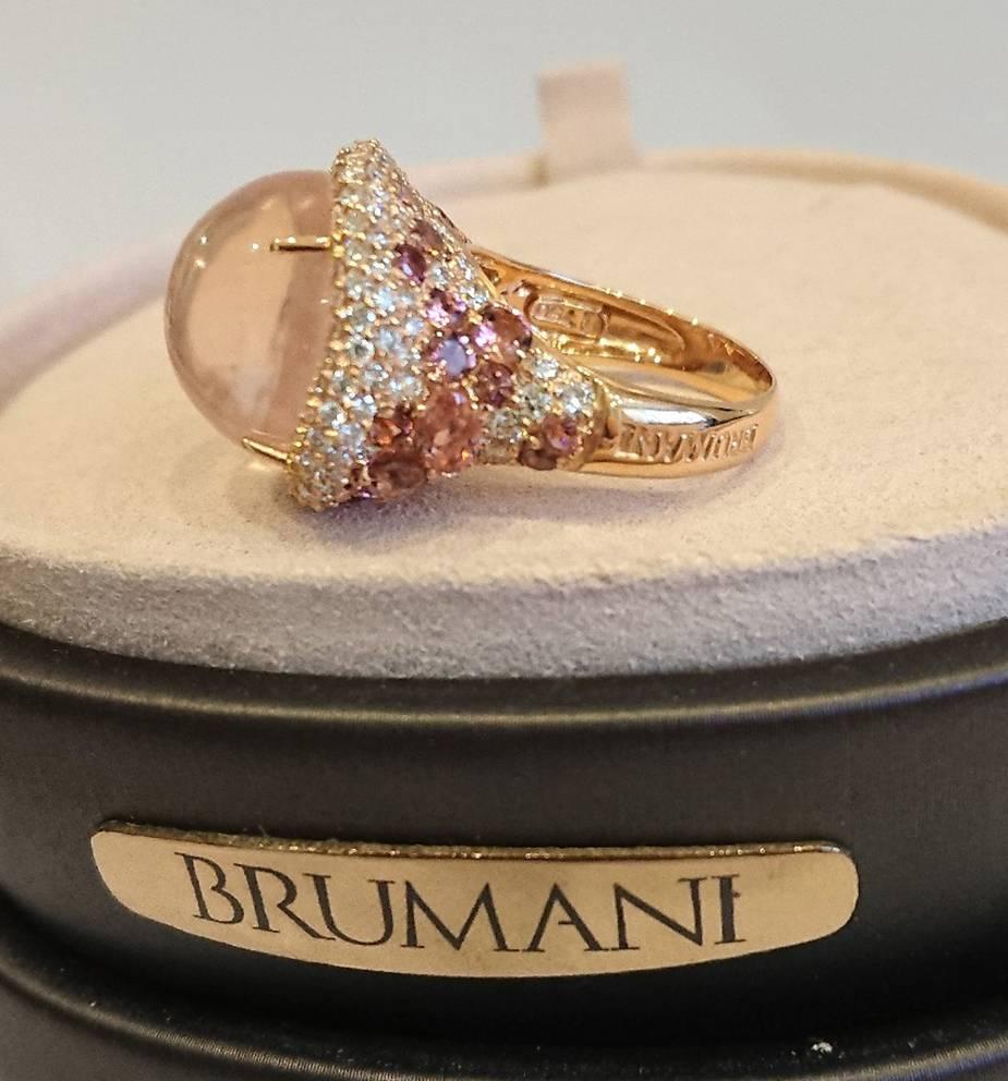 Brumani Baobab Rose Quartz, Sapphire, Diamond Ring In Good Condition In London, GB