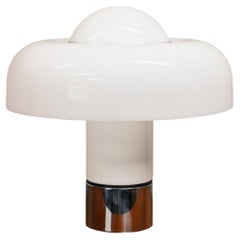 Brumbury Table Lamp chrome and white by Luigi Massoni for Guzzini Italy, 1970s
