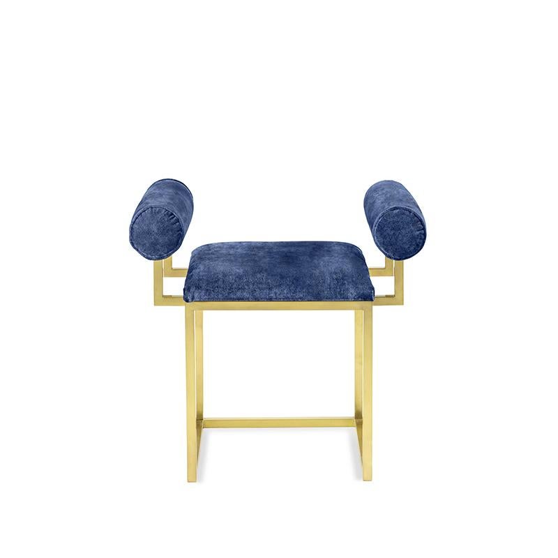 Brume Awaiting H Stool by Secondome Edizioni
Designer: Coralla Maiuri + Giorgia Zanellato.
Dimensions: D 40 x W 65 x H 60 cm.
Materials: Brass and velvet.

Collection / Production: Secondome. This piece can be customized. Available colors: any kind