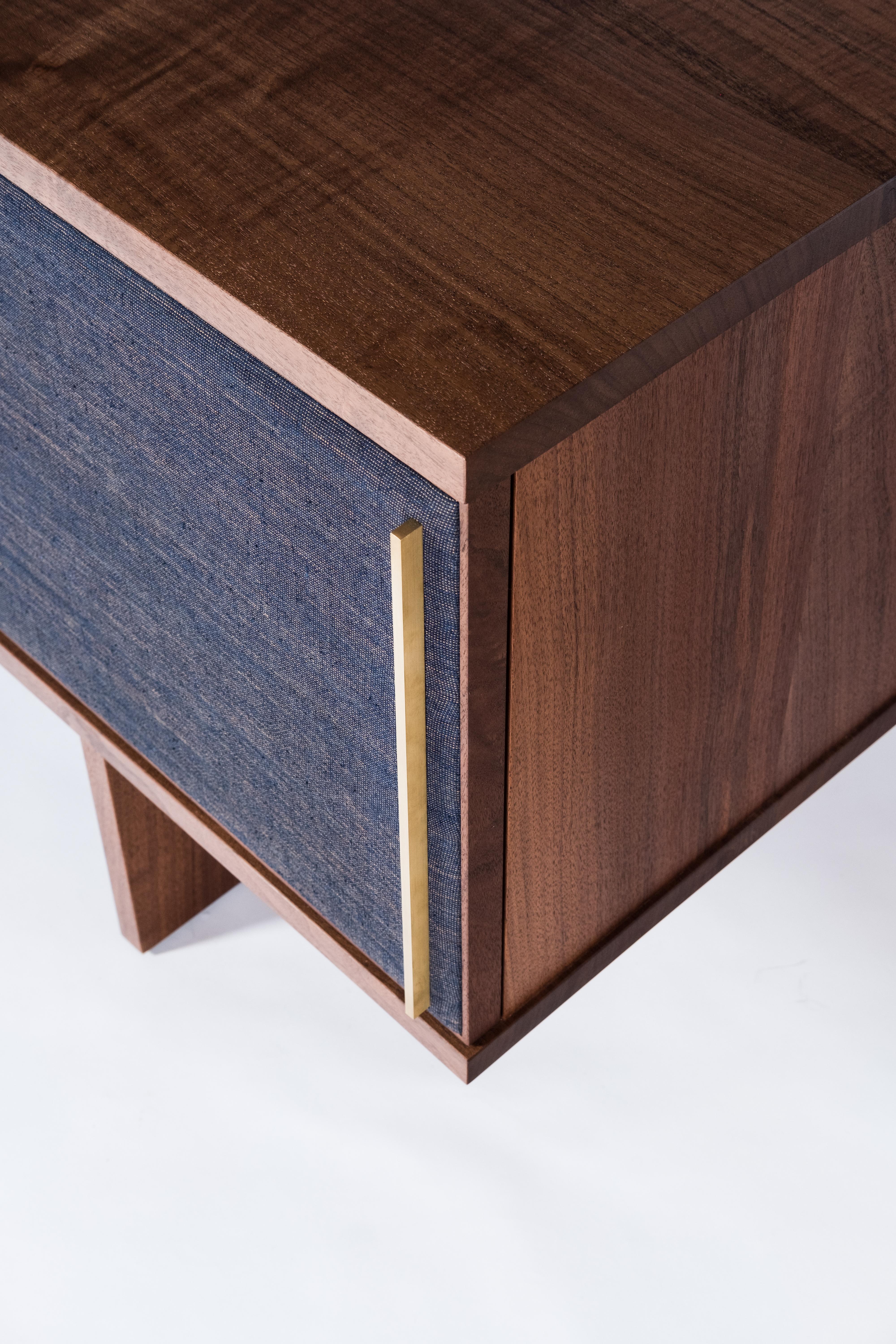 American Brume Cabinet Credenza by Tretiak Works, Modern Contemporary Walnut Brass  For Sale