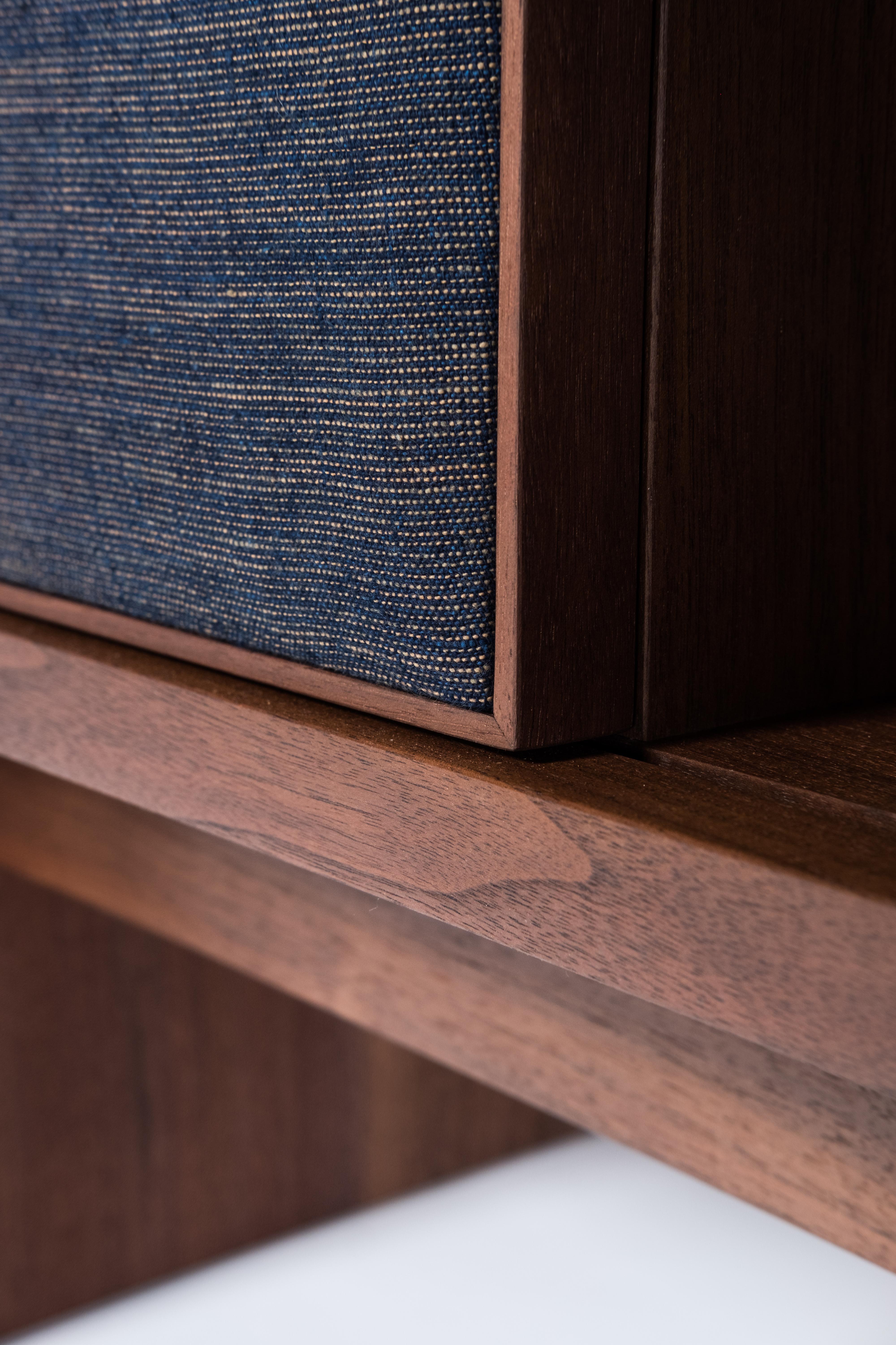 Hand-Crafted Brume Cabinet Credenza by Tretiak Works, Modern Contemporary Walnut Brass  For Sale