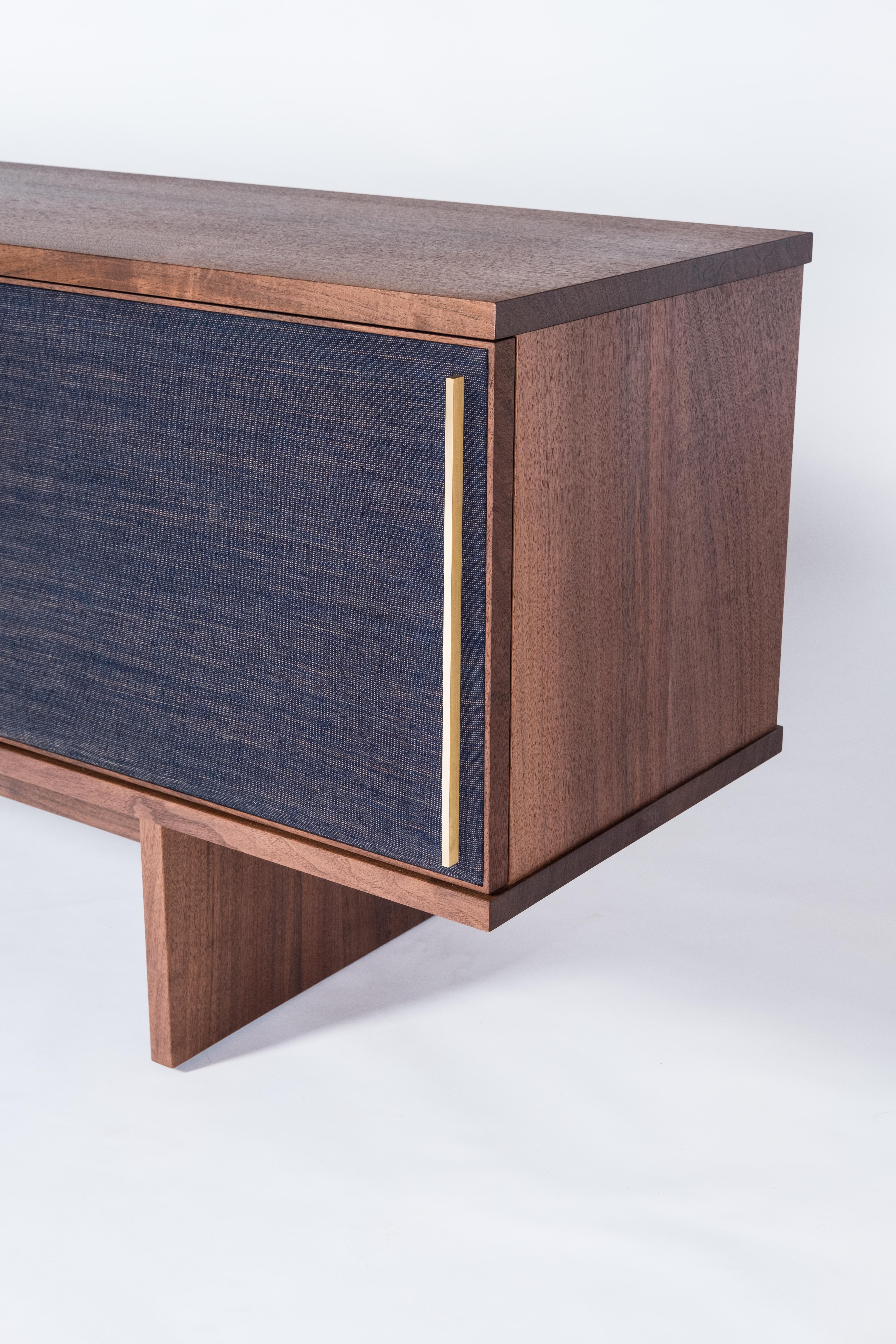 Brume Cabinet Credenza by Tretiak Works, Modern Contemporary Walnut Brass  For Sale 1
