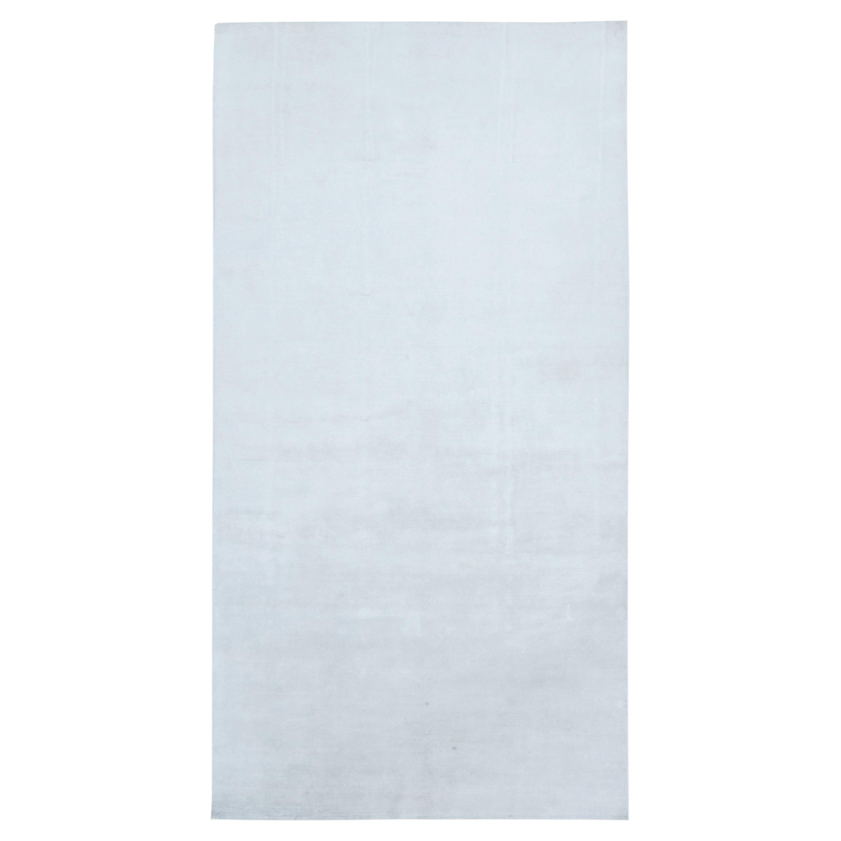 "Brume" Modern Solid Light Gray Hand-Knotted Silk Carpet by Doris Leslie Blau