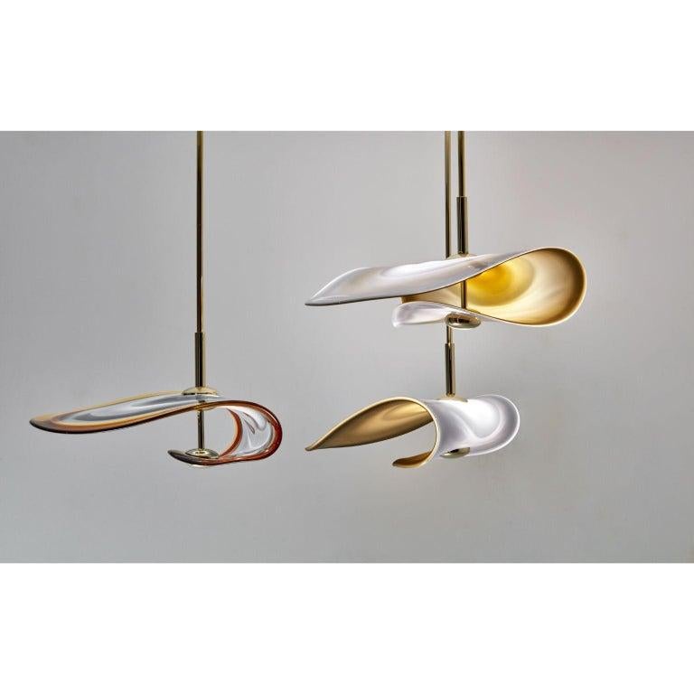 Brume pendant light by Mydriaz
Dimensions: D48 x W43 x H20 cm
Materials: Polished brass, pale gold finish, and colored glass.

All our lamps can be wired according to each country. If sold to the USA it will be wired for the USA for