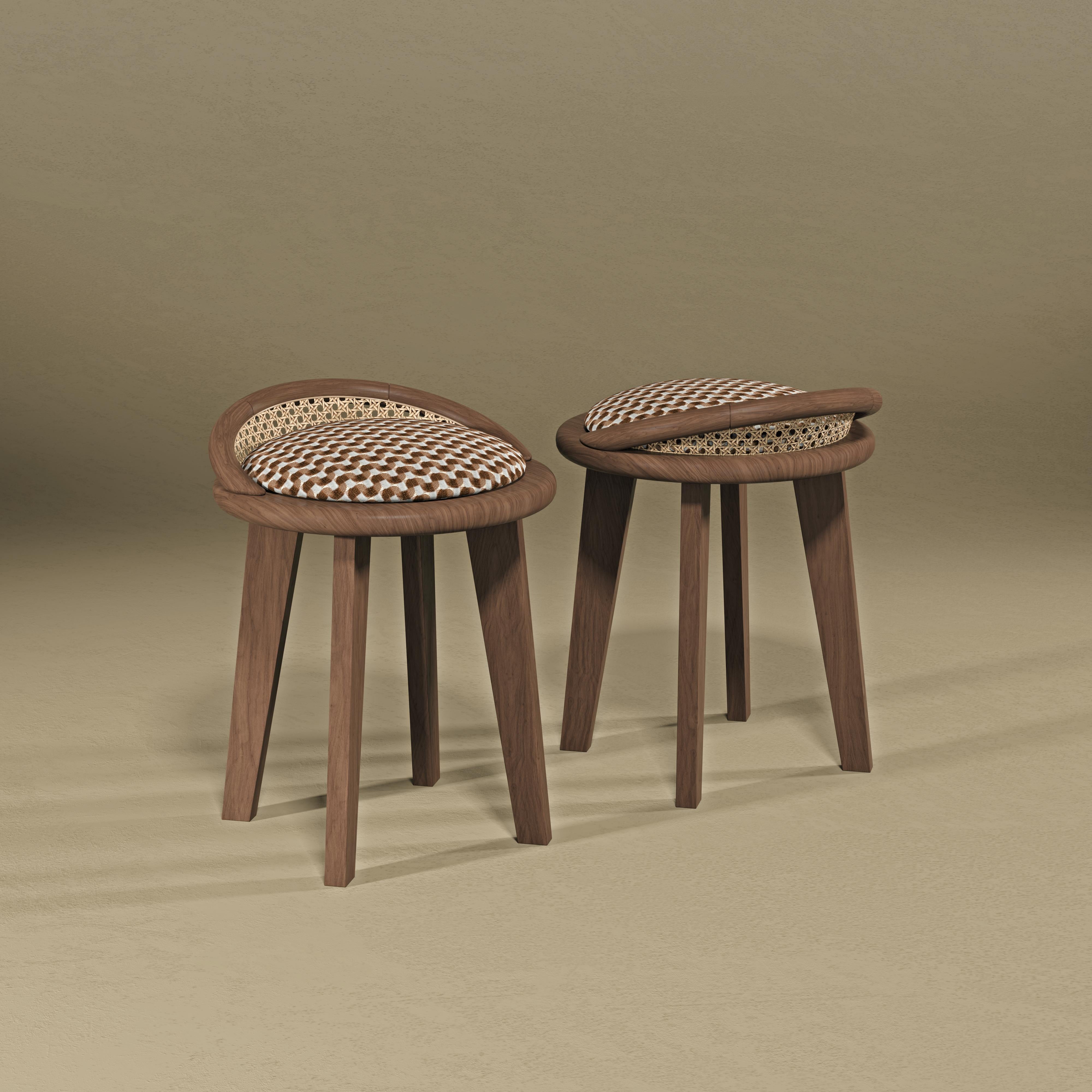 Contemporary Brummell Dining Stool Black Stained Ashwood Made in Portugal by Wood Tailors For Sale