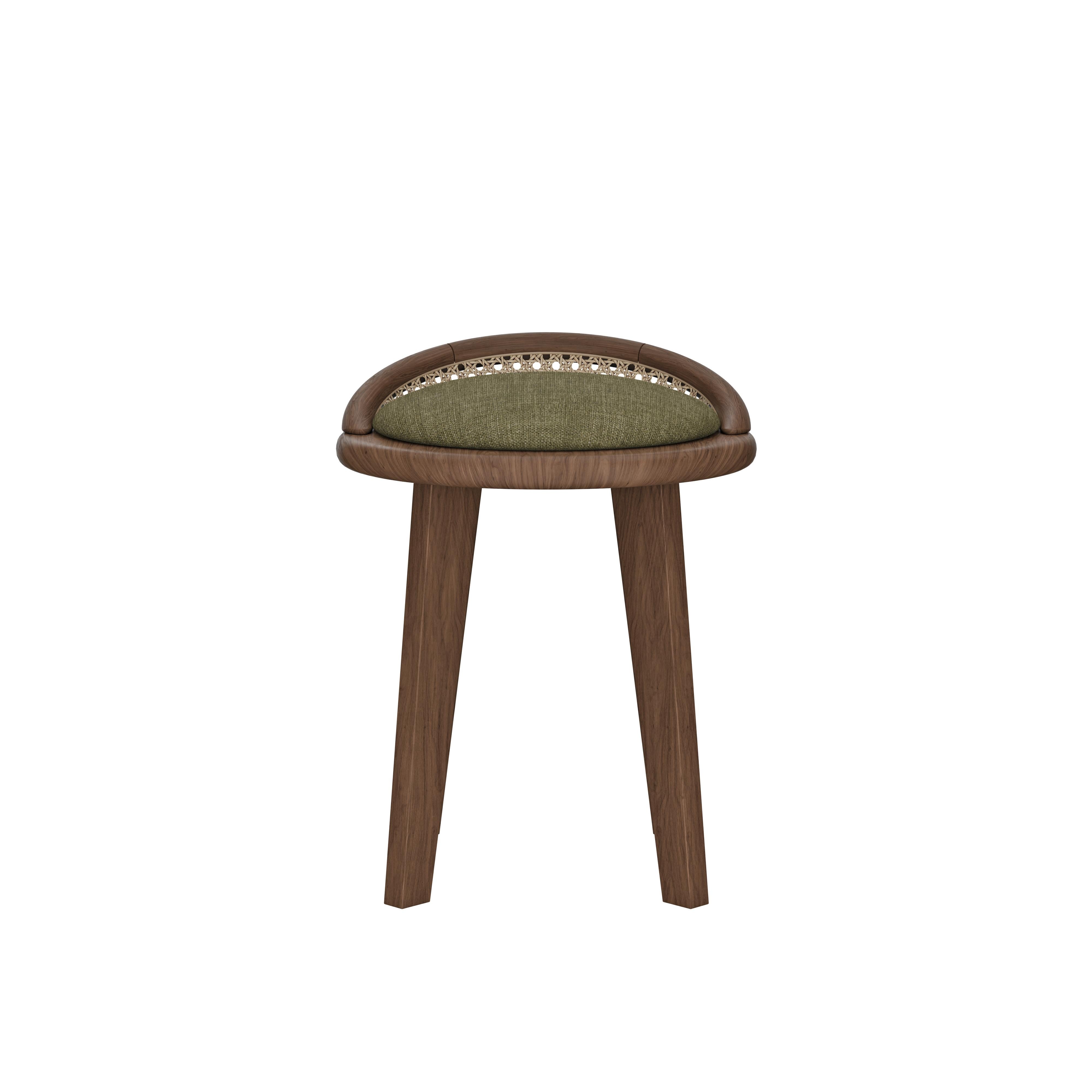 Fabric Brummell Dining Stool Black Stained Ashwood Made in Portugal by Wood Tailors For Sale