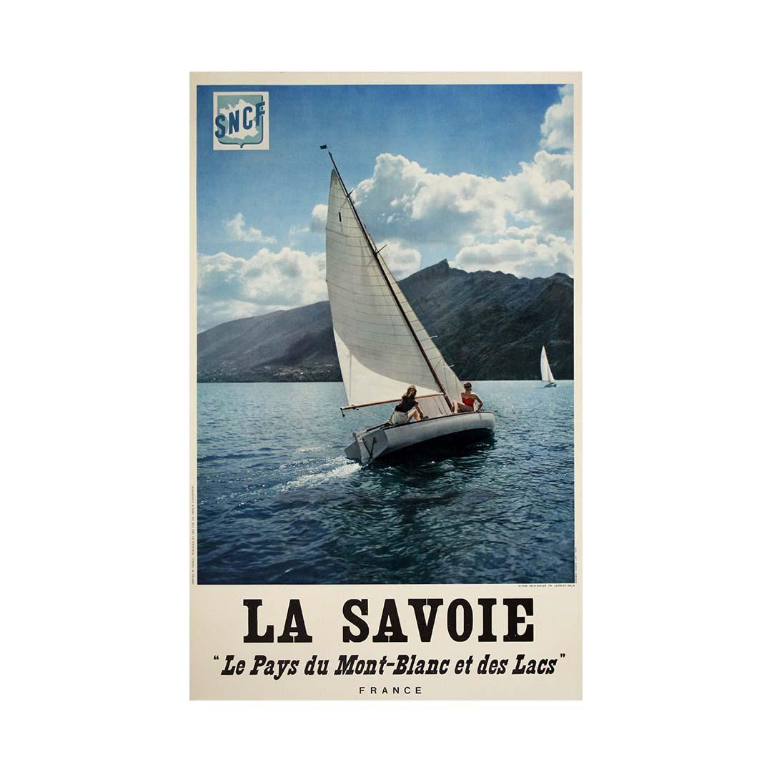 Original circa 1950 poster by Brun for the SNCF - La Savoie - Mont blanc im Angebot 1