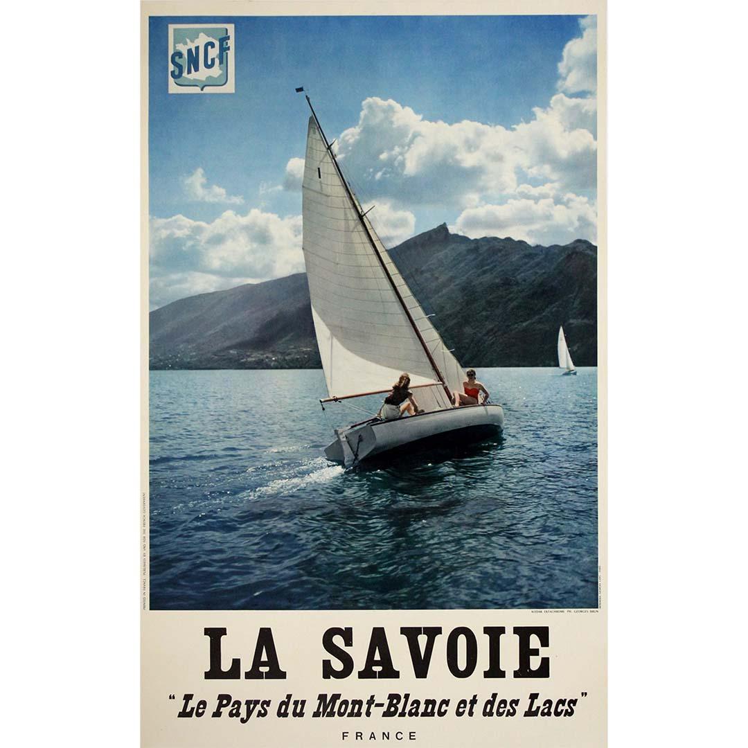 Original circa 1950 poster by Brun for the SNCF - La Savoie - Mont blanc