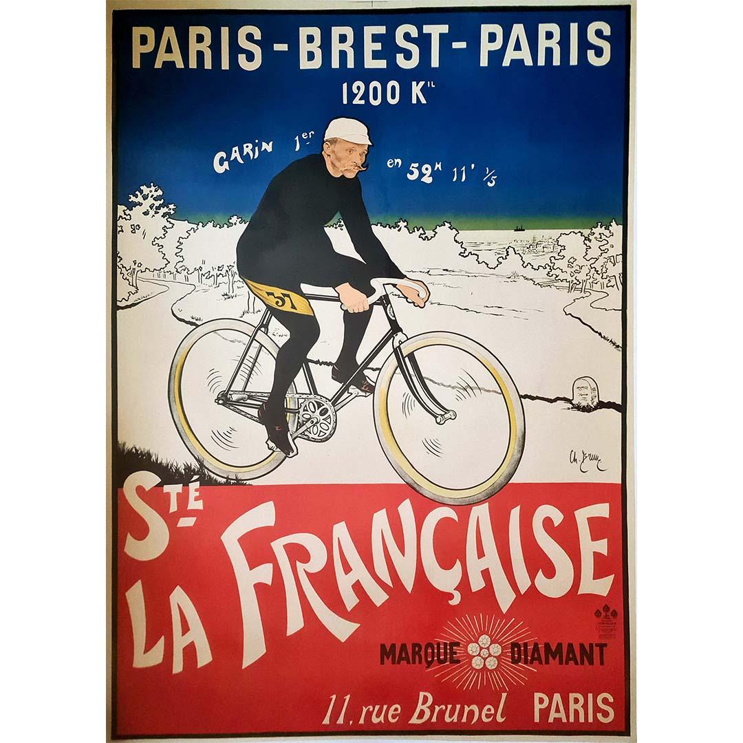 1901 original poster Société la Française Marque Diamant Paris-Brest-Paris Cycle - Print by Brun