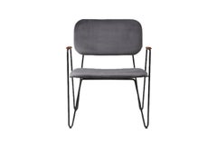 "Bruna" Sillón minimalista de acero pintado y terciopelo tejido a mano