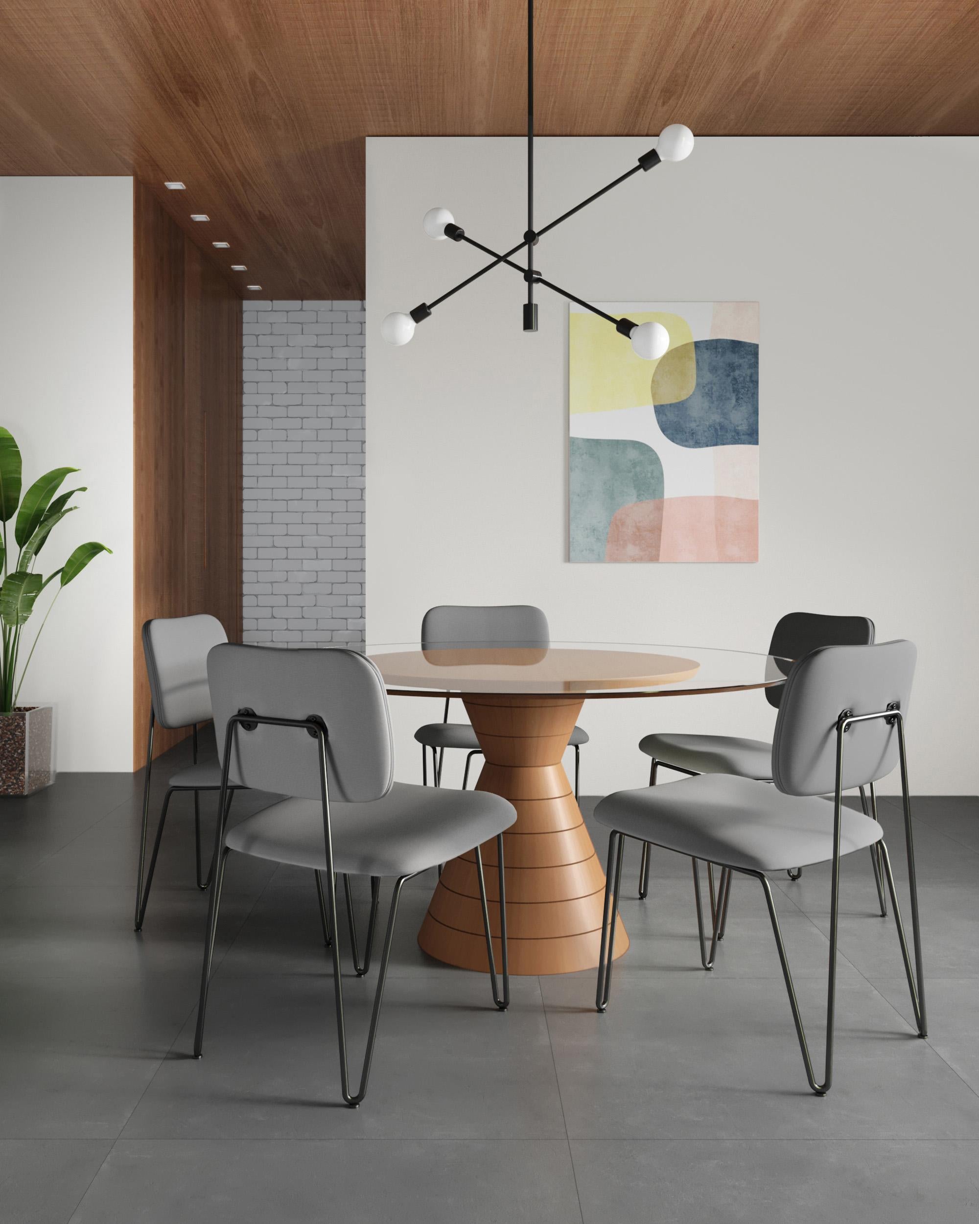XXIe siècle et contemporain Chaise minimalisteBruna en acier peint et velours tissé à la main en vente