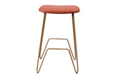"Bruna" Minimalist Stool in Painted Steel and Handwoven Work