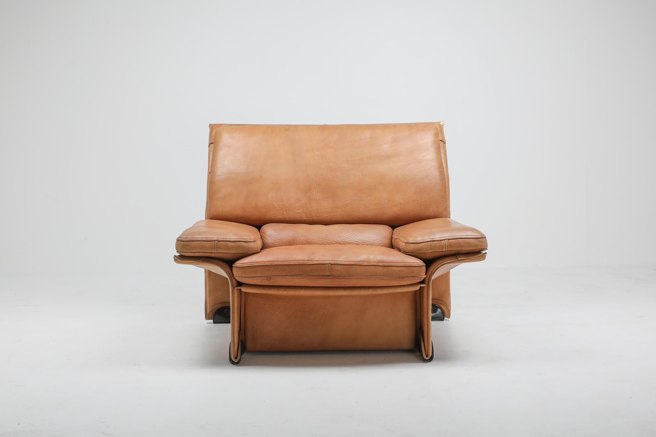Brunati Camel Leather Club Chairs, Italy In Excellent Condition In Antwerp, BE