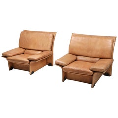 Fauteuils club en cuir camel Brunati, Italie