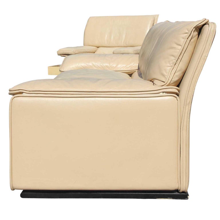 Brunati Italian Postmodern Cream Leather ThreeSeat Sofa at 1stDibs
