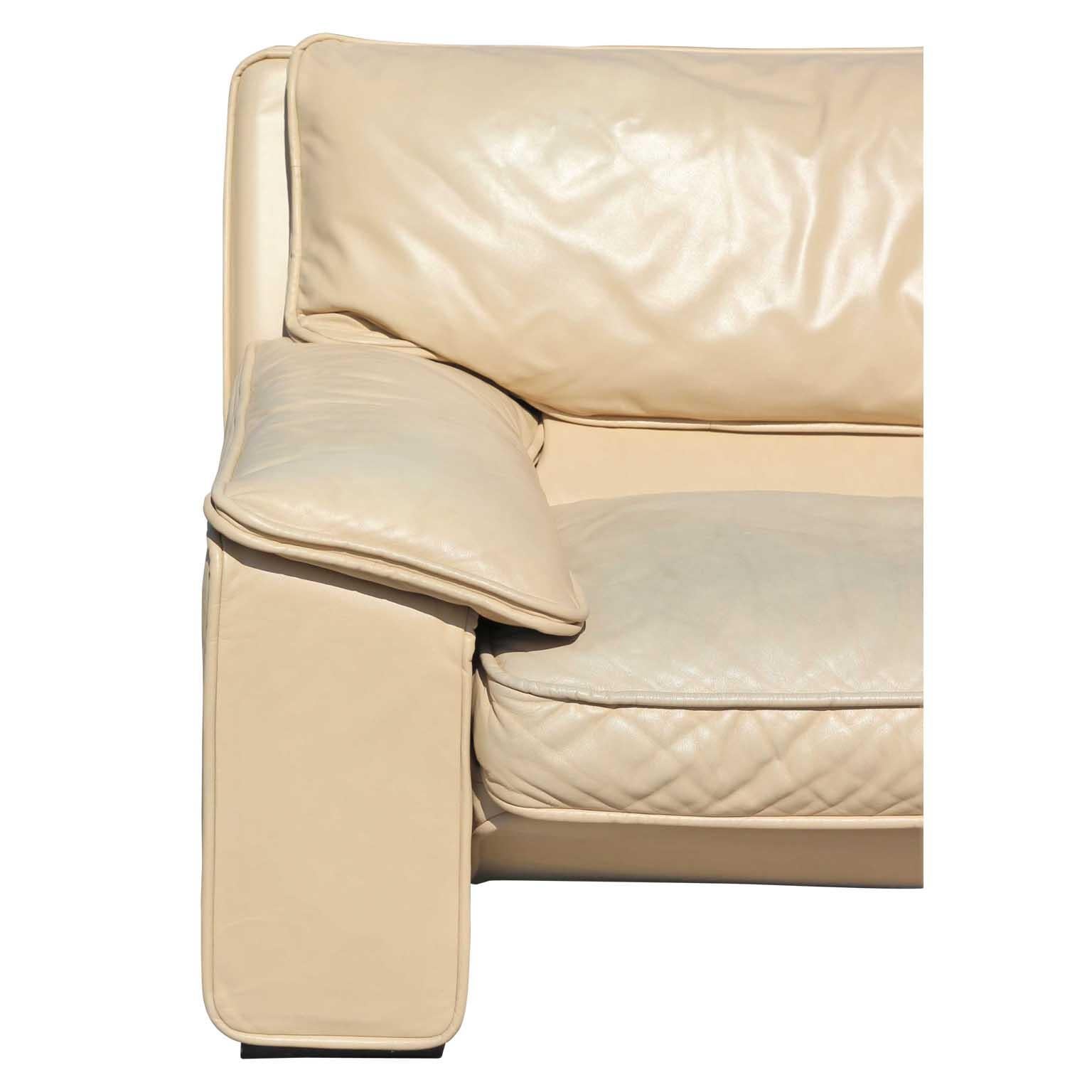cream leather couch