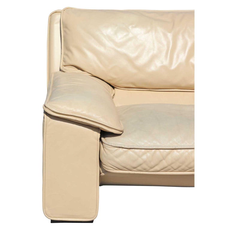 Brunati Italian Postmodern Cream Leather ThreeSeat Sofa at 1stDibs