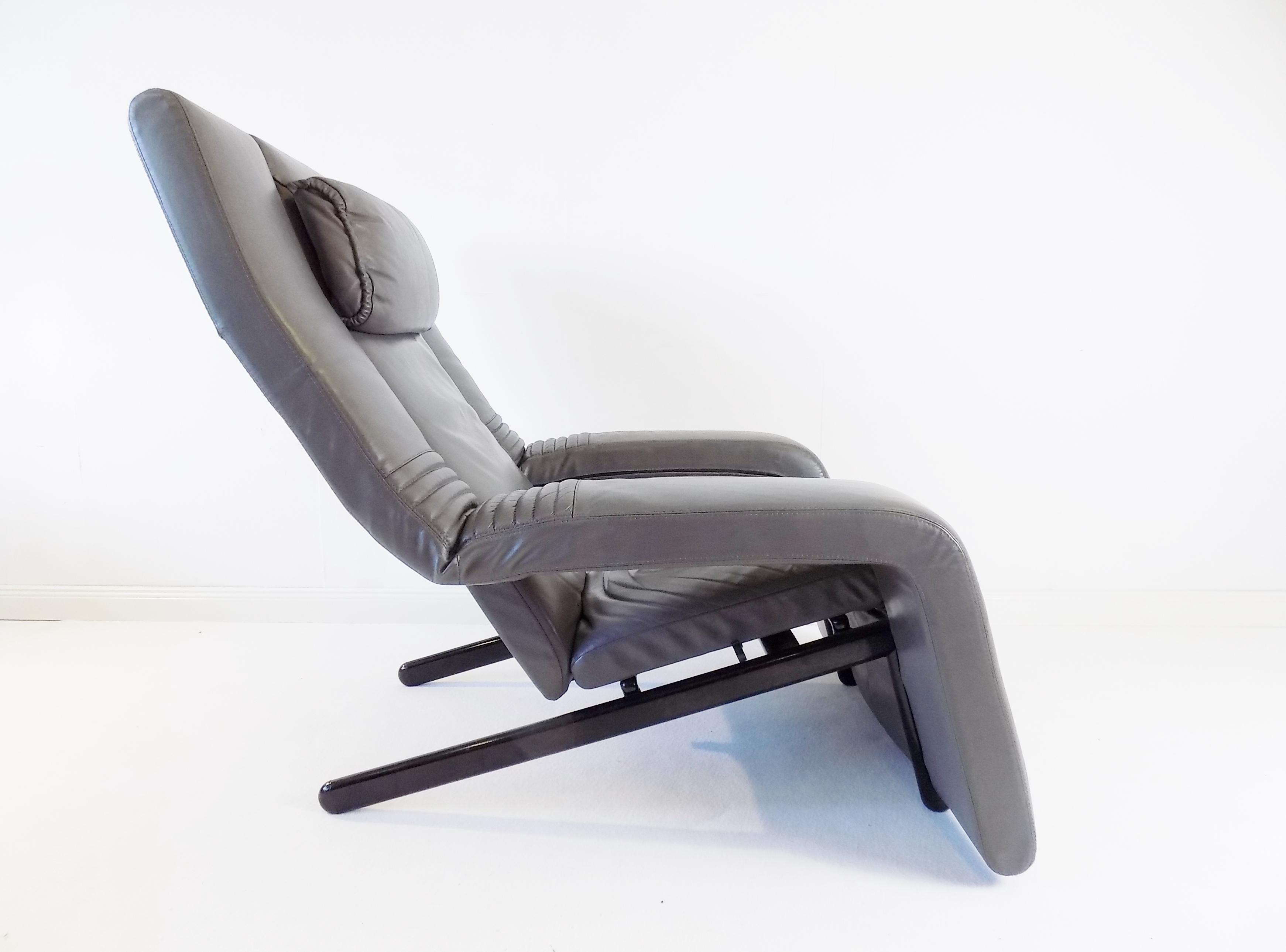 Brunati Kilkis Grey Leather Lounge Chair By Ammanati & Vitelli, Italy, 1980 For Sale 4