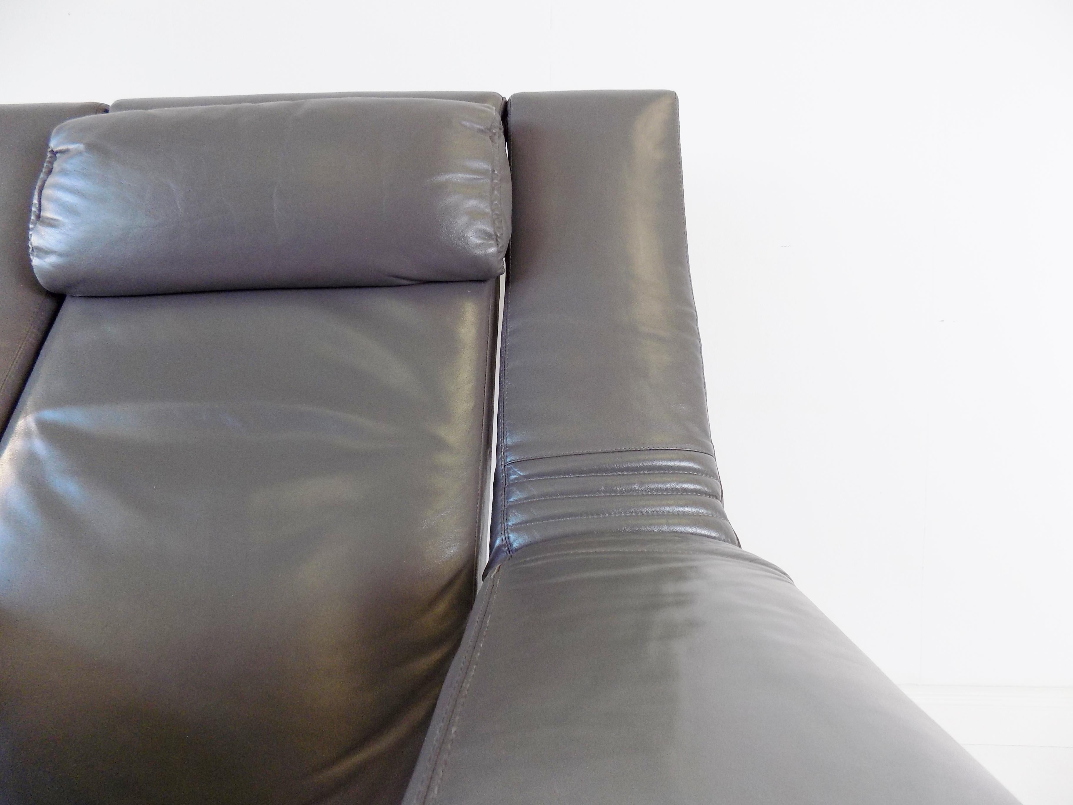 Brunati Kilkis Silla de salón de cuero gris Por Ammanati & Vitelli, Italia, 1980 en venta 4
