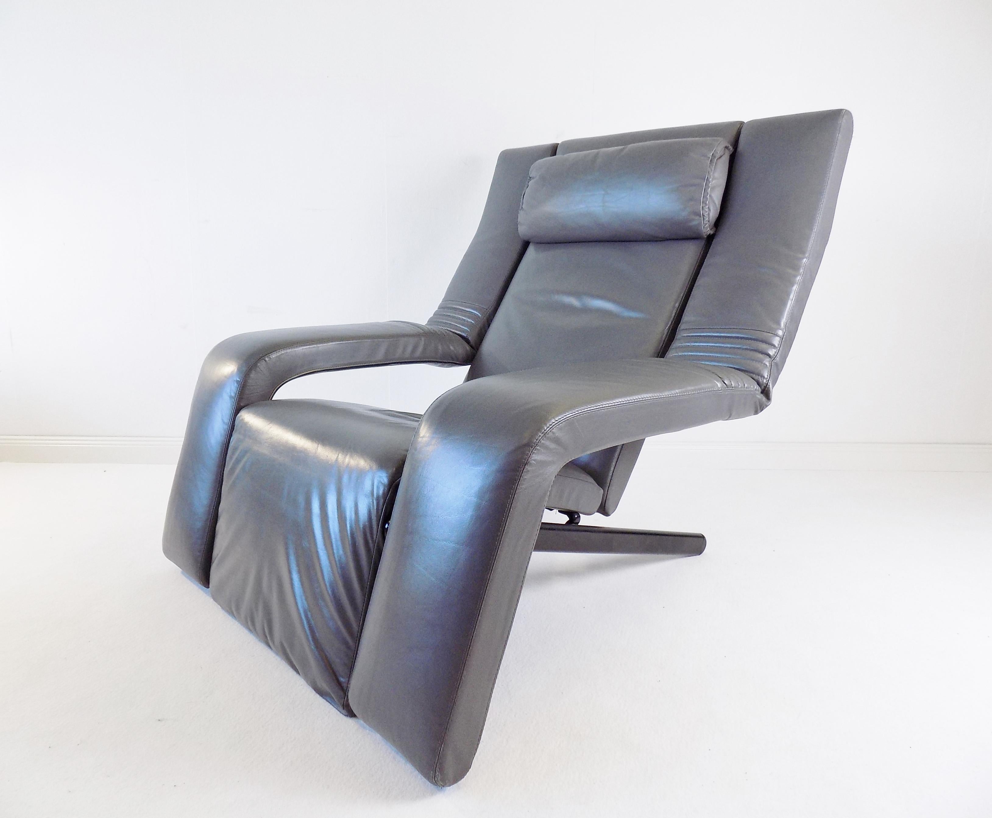 Brunati Kilkis Grey Leather Lounge Chair By Ammanati & Vitelli, Italy, 1980 For Sale 7