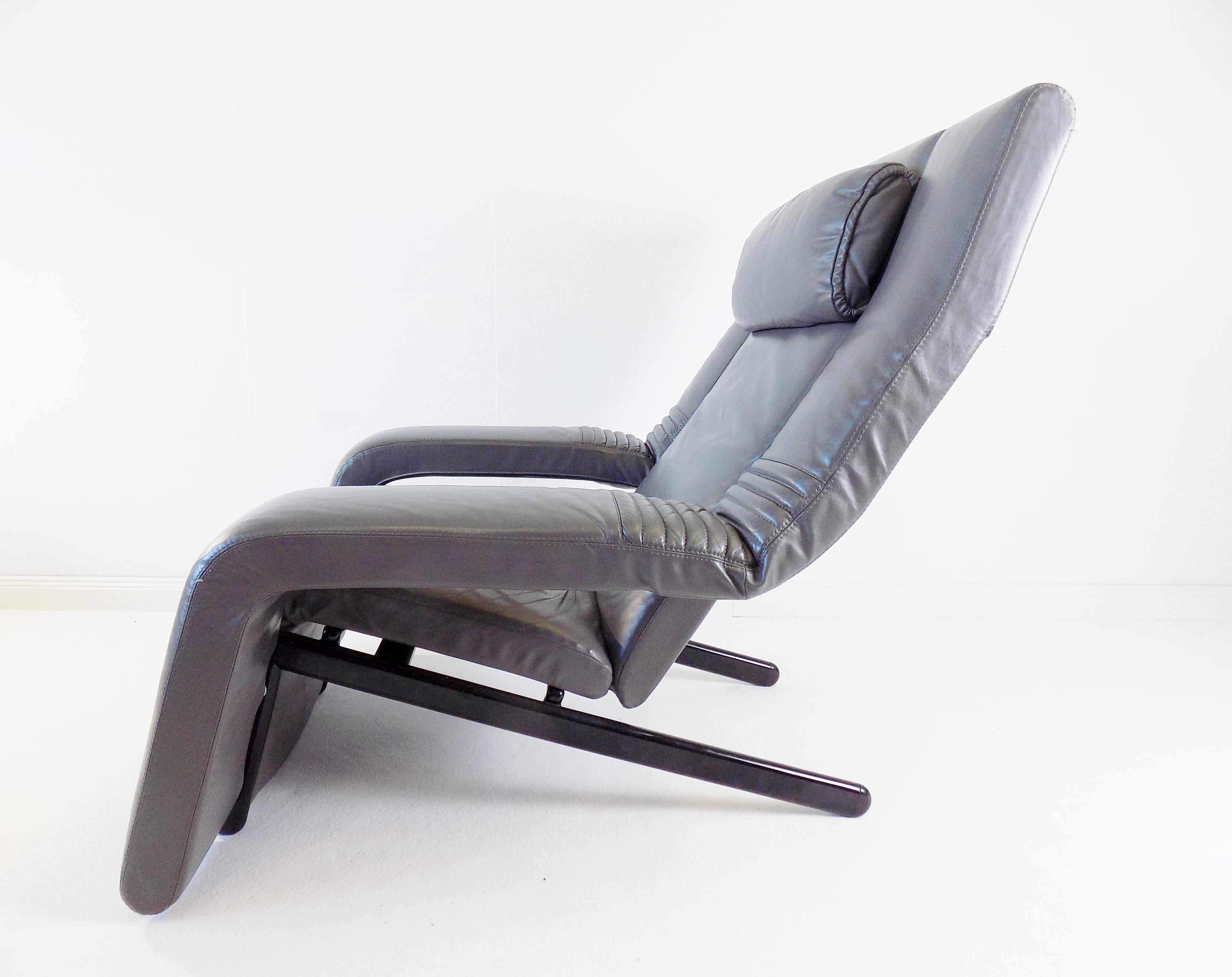 Post-Modern Brunati Kilkis Grey Leather Lounge Chair By Ammanati & Vitelli, Italy, 1980 For Sale