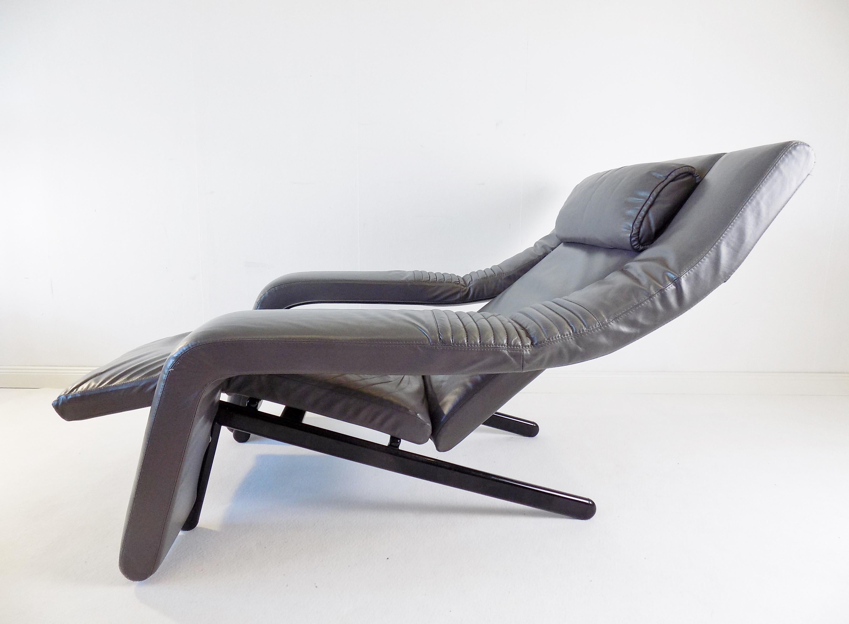 Post-Modern Brunati Kilkis Grey Leather Lounge Chair By Ammanati & Vitelli, Italy, 1980 For Sale