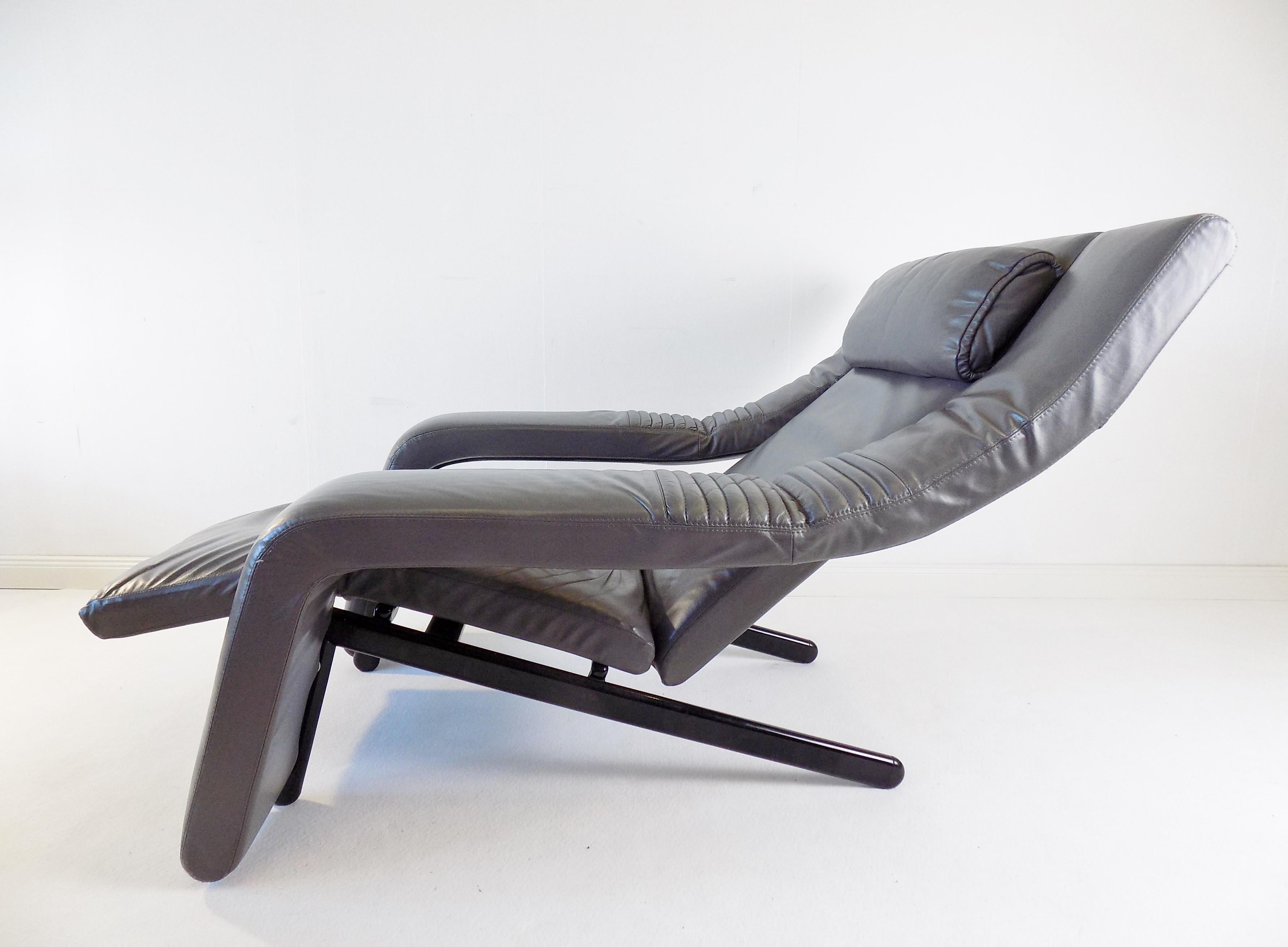 italien Fauteuil de salon Brunati Kilkis en cuir gris par Ammanati & Vitelli, Italie, 1980 en vente