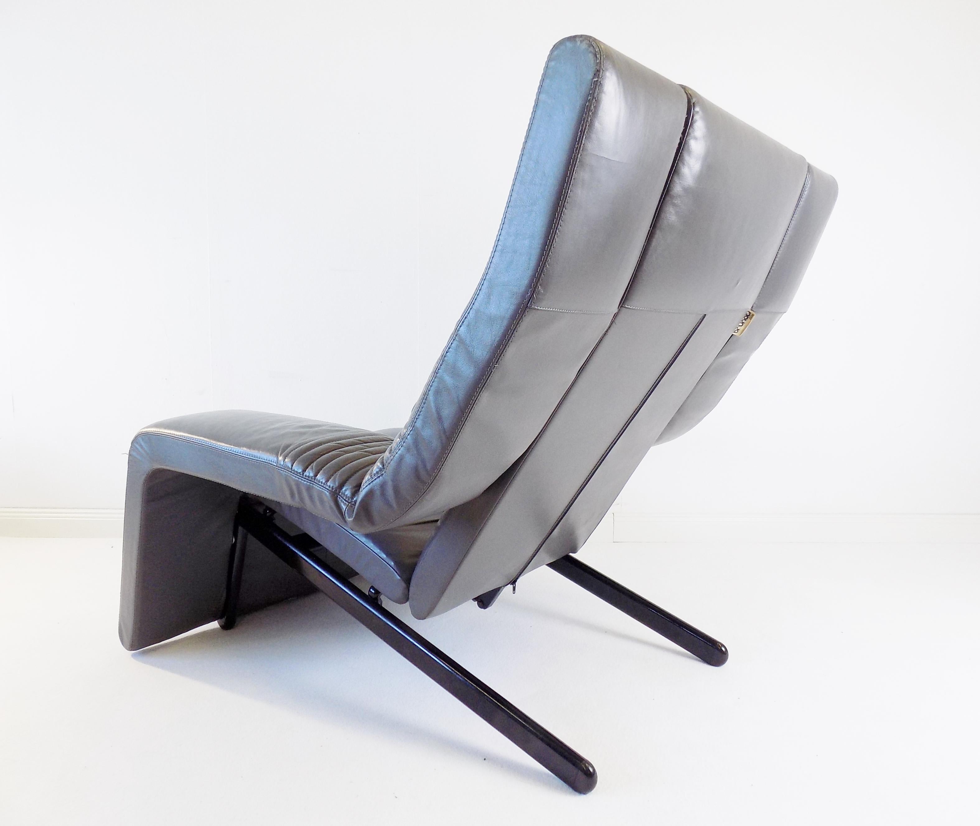 Brunati Kilkis Grey Leather Lounge Chair By Ammanati & Vitelli, Italy, 1980 In Good Condition For Sale In Ludwigslust, DE