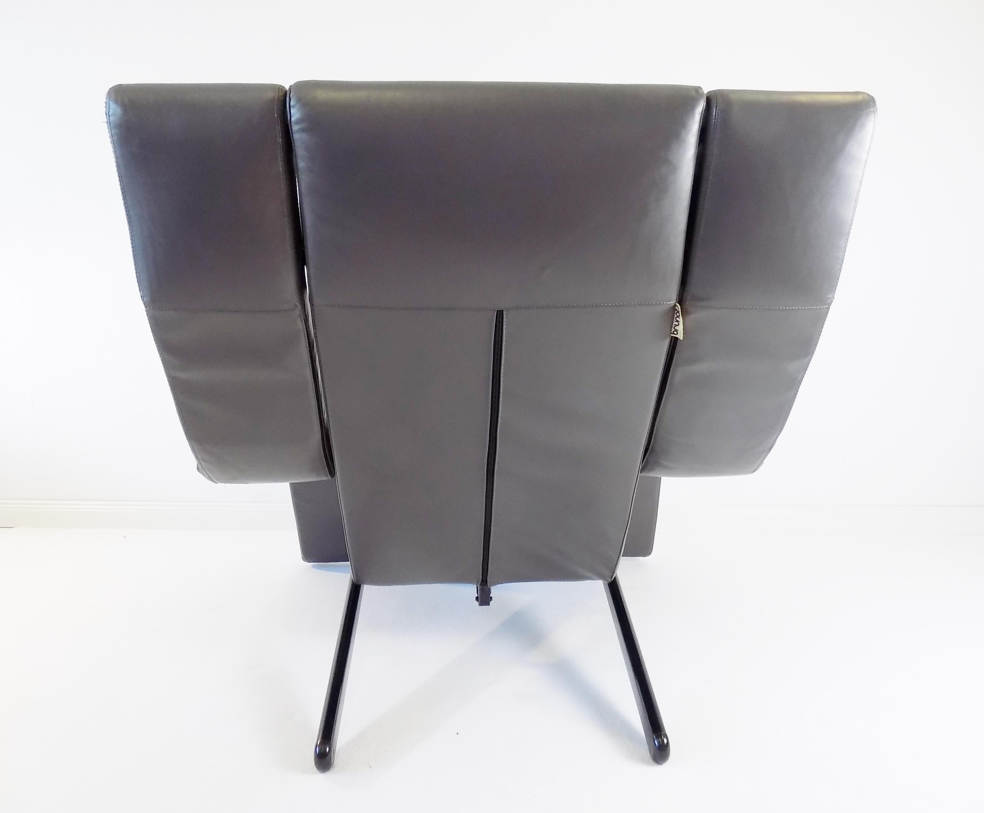 Late 20th Century Brunati Kilkis Grey Leather Lounge Chair By Ammanati & Vitelli, Italy, 1980 For Sale