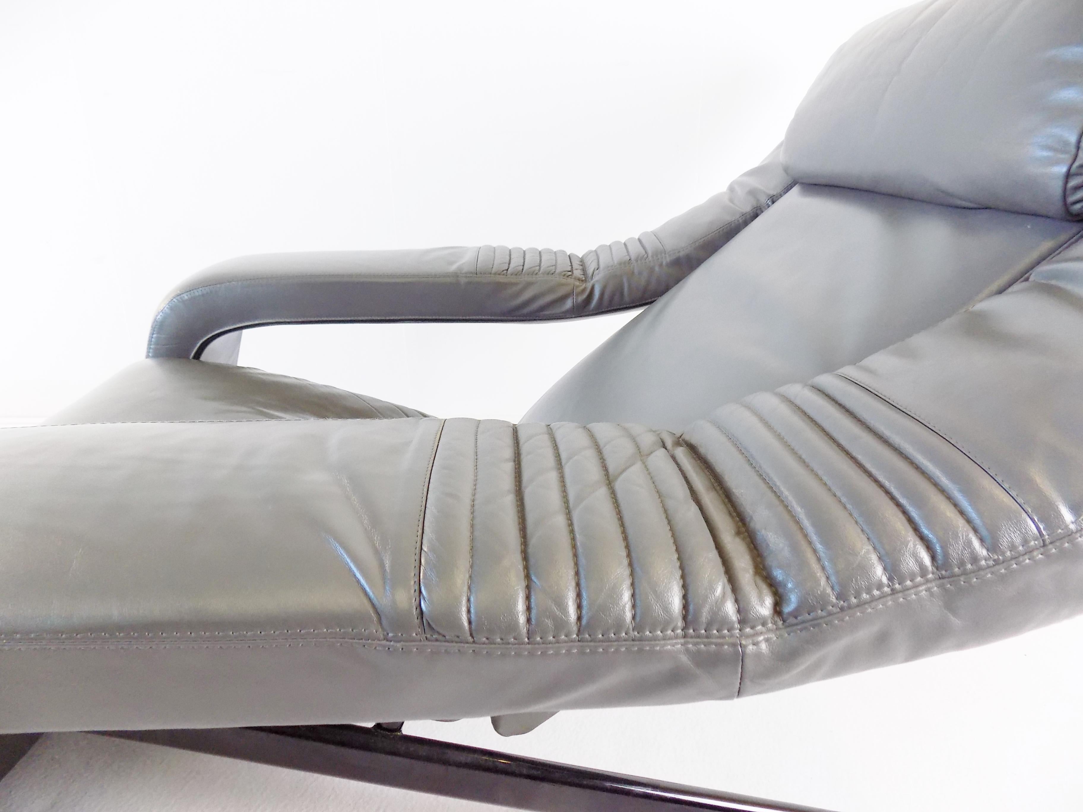 Brunati Kilkis Grey Leather Lounge Chair By Ammanati & Vitelli, Italy, 1980 For Sale 2