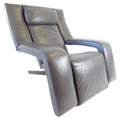 Fauteuil de salon Brunati Kilkis en cuir gris par Ammanati & Vitelli, Italie, 1980