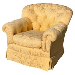 Brunchwig & Fils Yellow Damask Fully Upholstered Club Chair - 1 of 2