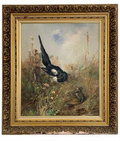 Brunel De Neuville Pair of Paintings "The Jay " & "The Chattering Magpie"