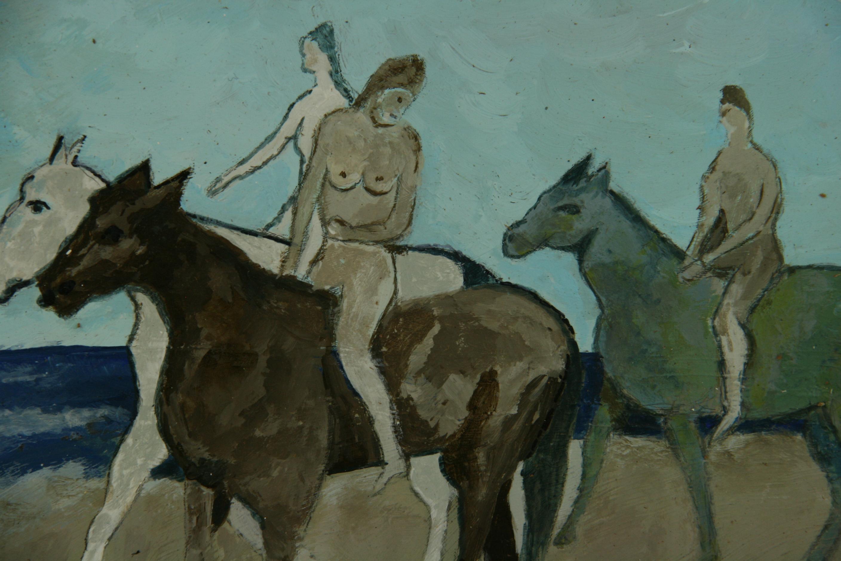 Pittura astratta equestre con nudo e schiena nuda - Animal Painting Nero di brunelli