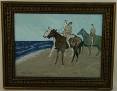 Pittura astratta equestre con nudo e schiena nuda