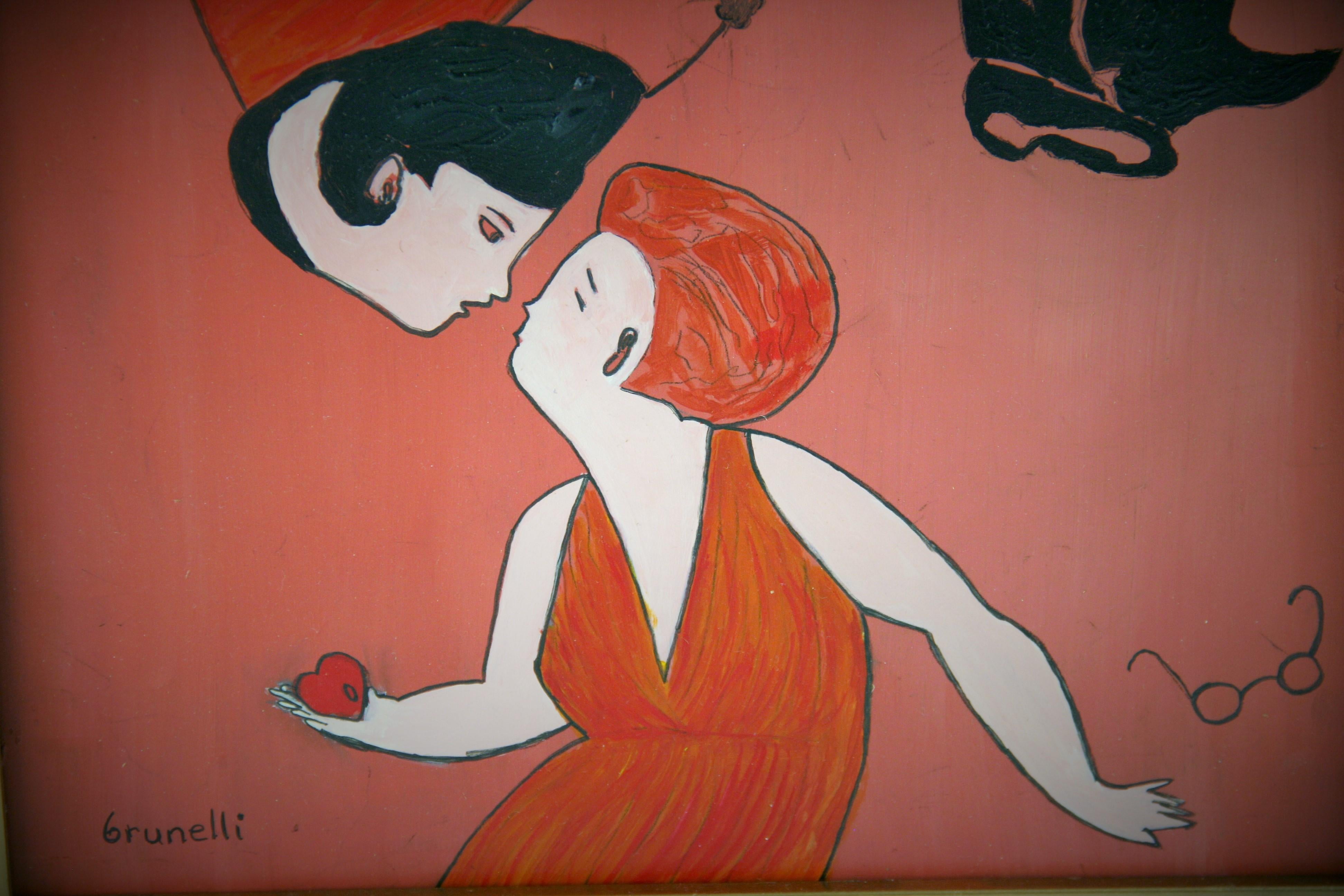 Head Over Heals in Love Surreal Figurative Painting For Sale 2