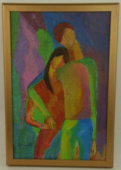 Young Love Cubic Figural Painting by Brunelli
