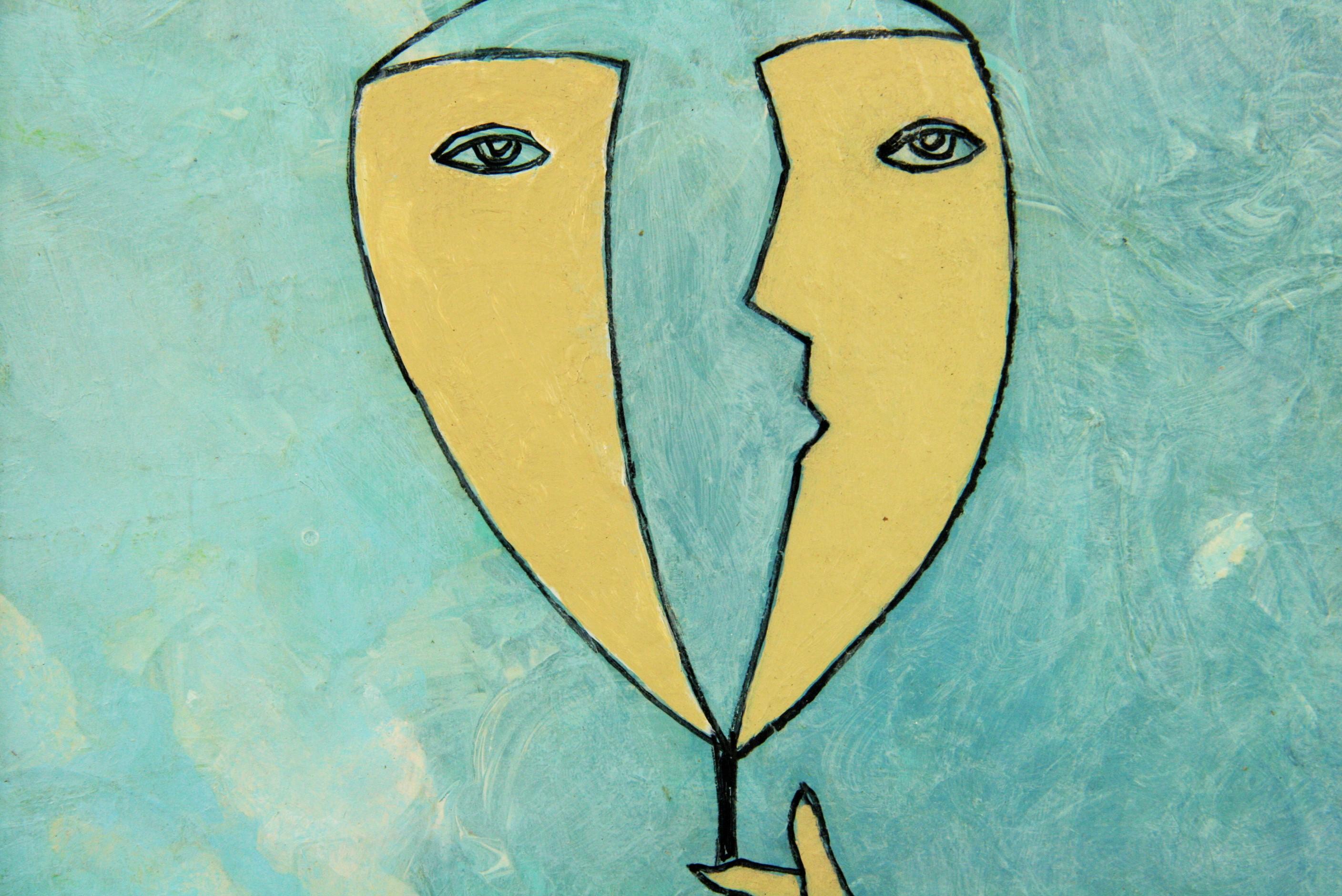 Surreal Acrylic Painting Two Sides of Me  1980 For Sale 1