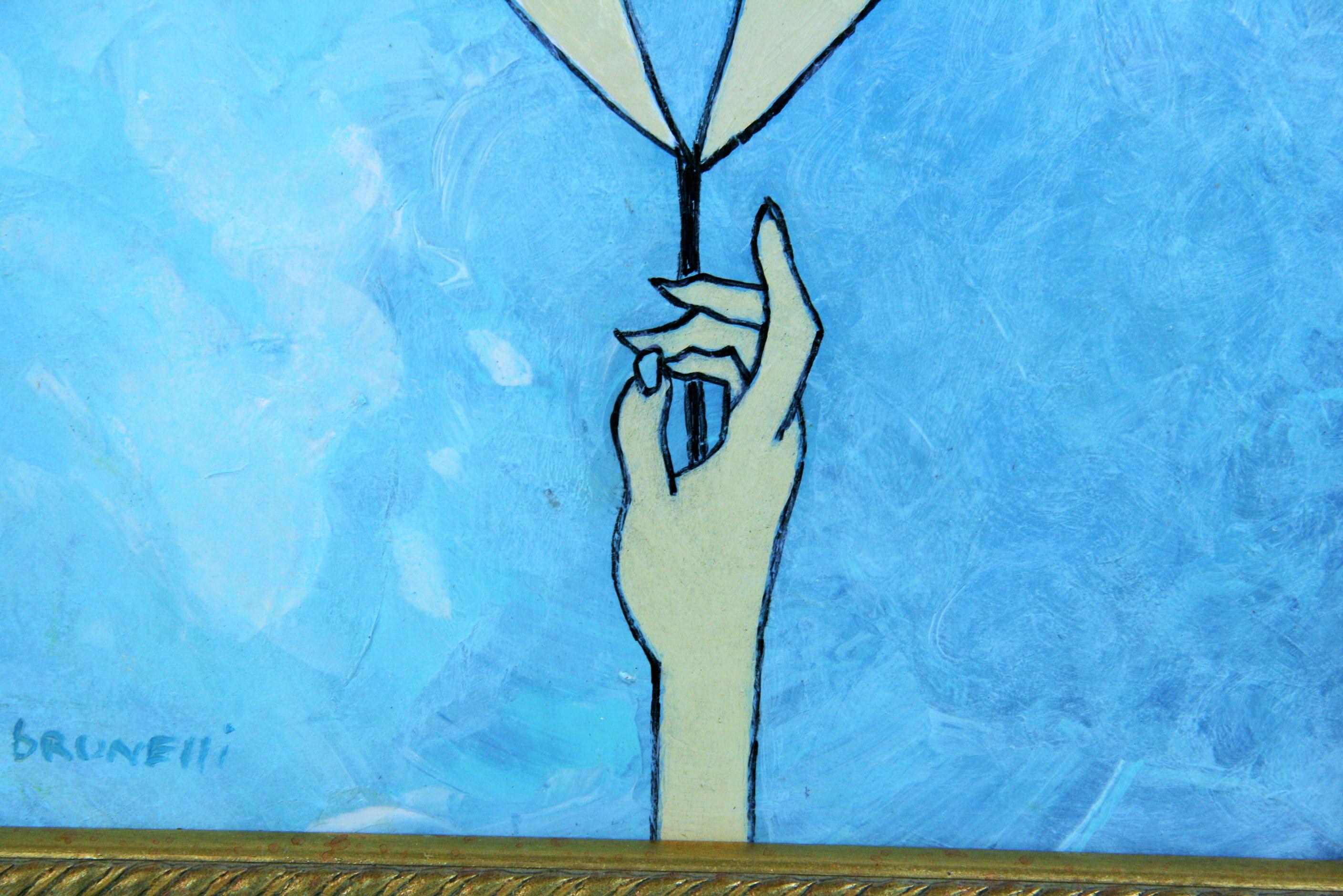 Pintura acrílica surrealista Dos caras de mí  1980 en venta 1