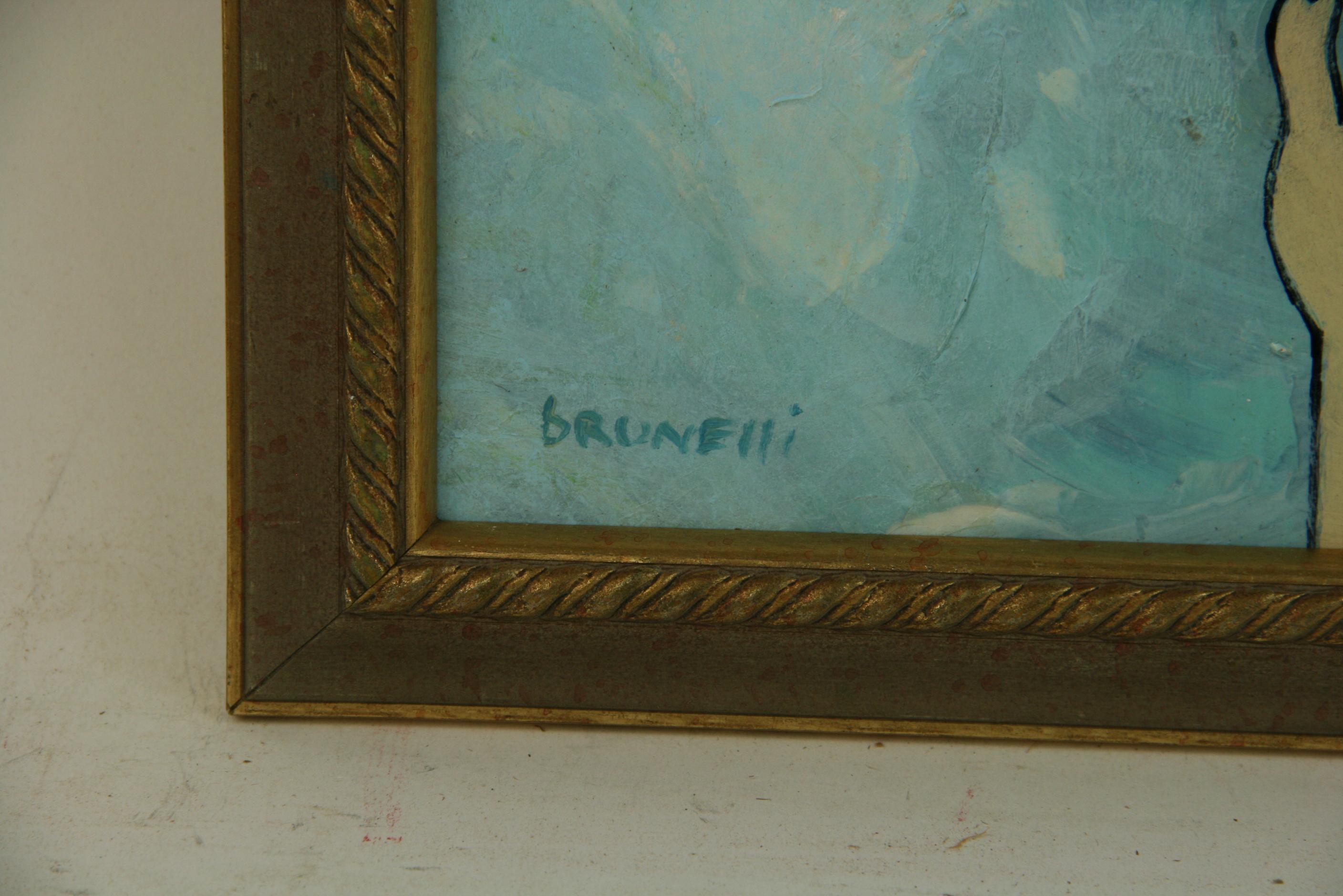 Pintura acrílica surrealista Dos caras de mí  1980 en venta 2