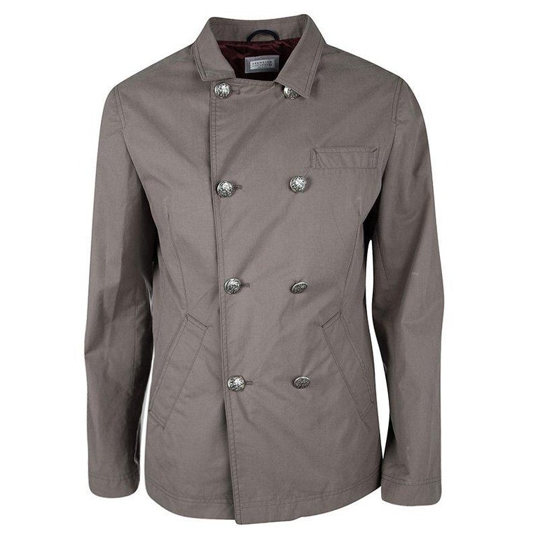 Brunello Cuccinelli Brown Double Breasted Jacket M For Sale at 1stDibs