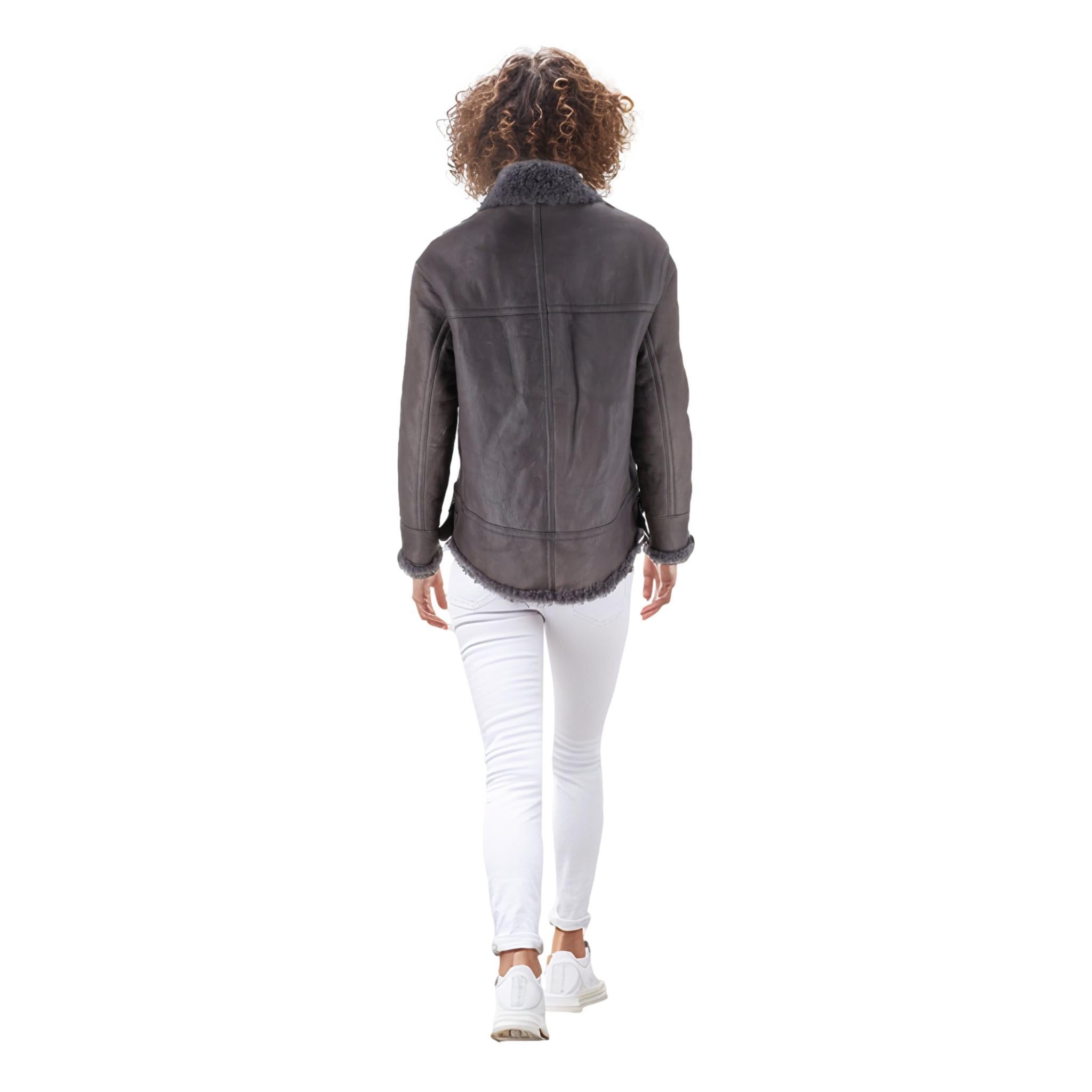 Brunello Cuccinelli Leather & Shearling Jacket In Good Condition In London, GB