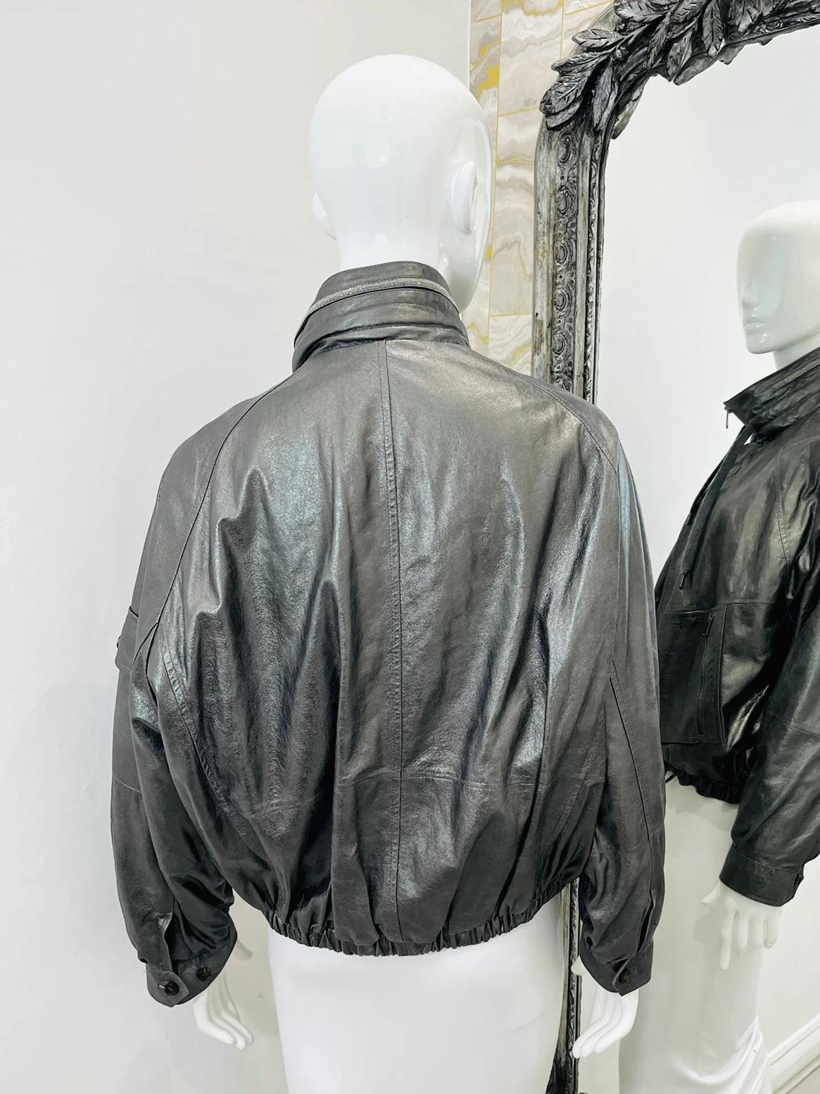 Brunello Cuccinelli Metallic Leather & Mink Fur Jacket In Excellent Condition In London, GB