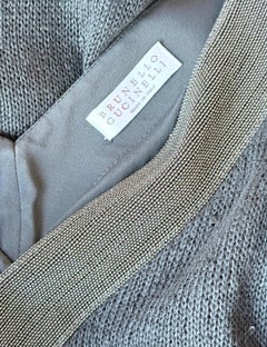 Brunello Cuccinelli Sequin Linen Silk Cold Shoulder Tunic Sweater Dress M