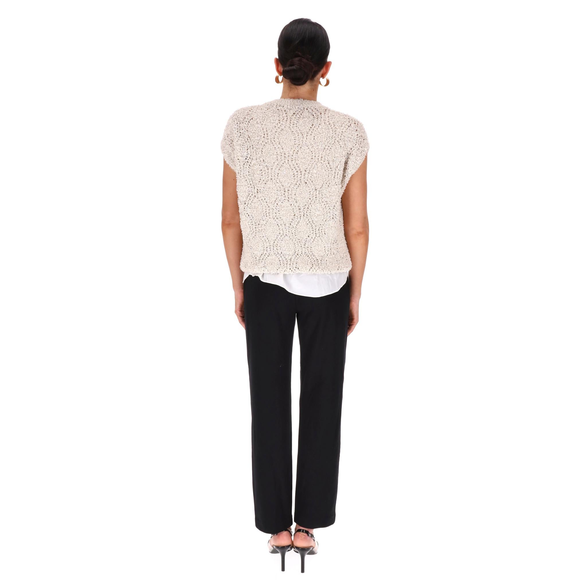 Brunello Cuccinelli Textured Cotton & Silk Blend Jumper Top In Excellent Condition For Sale In London, GB
