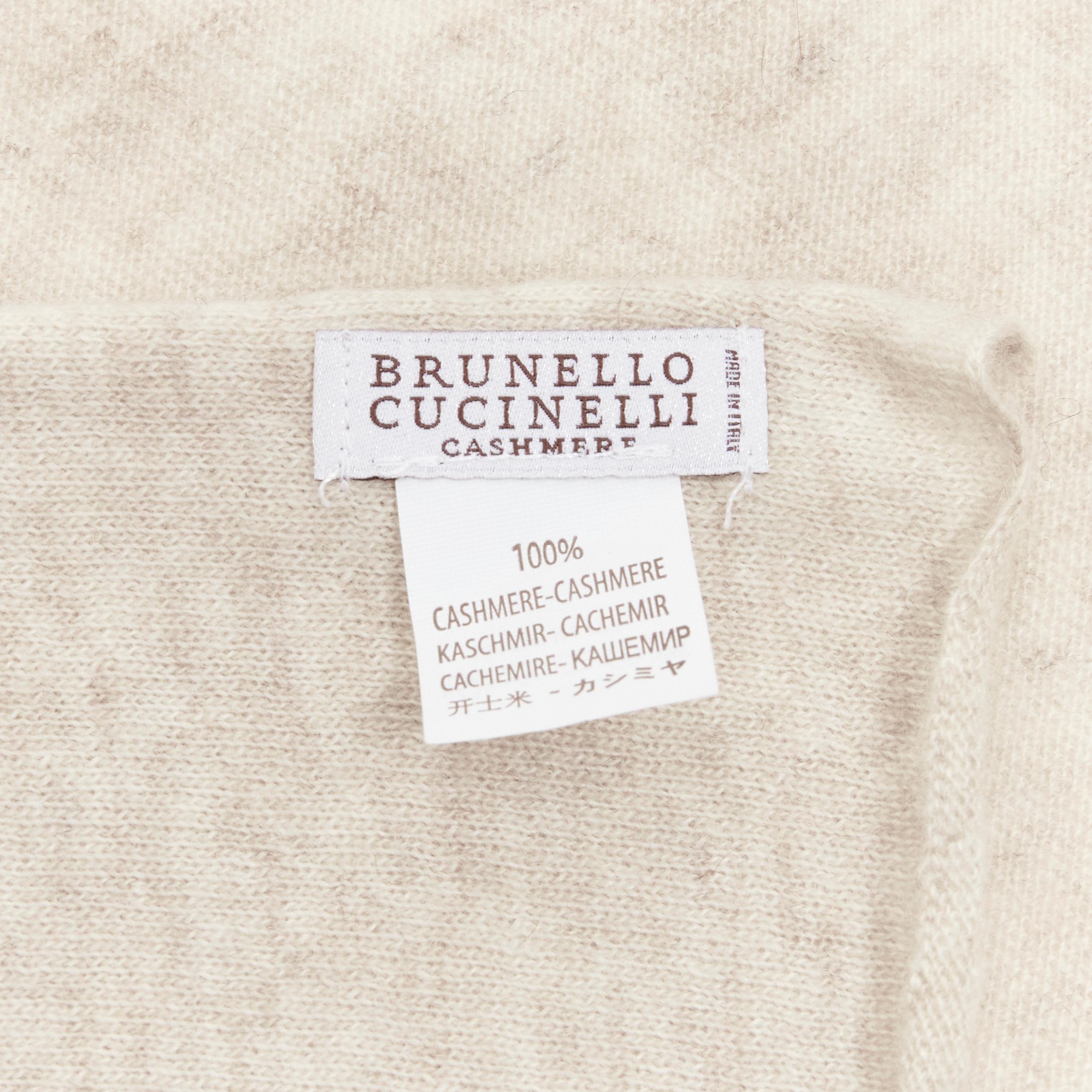 BRUNELLO CUCINELLI - Écharpe à bords roulés 100 % cachemire beige en vente 3