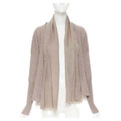 BRUNELLO CUCINELLI 100% Kaschmir Silber verschönert Schal geschichtete Strickjacke M