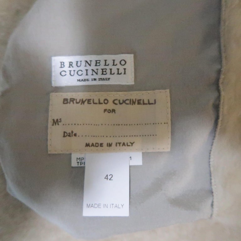 BRUNELLO CUCINELLI 6 Reversible Beige Shearling Minili Collar Cropped ...
