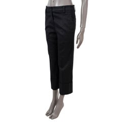 BRUNELLO CUCINELLI Anthrazitgraue HERRINGBONE MONILI CUFF-Hose aus Baumwolle 38 XS