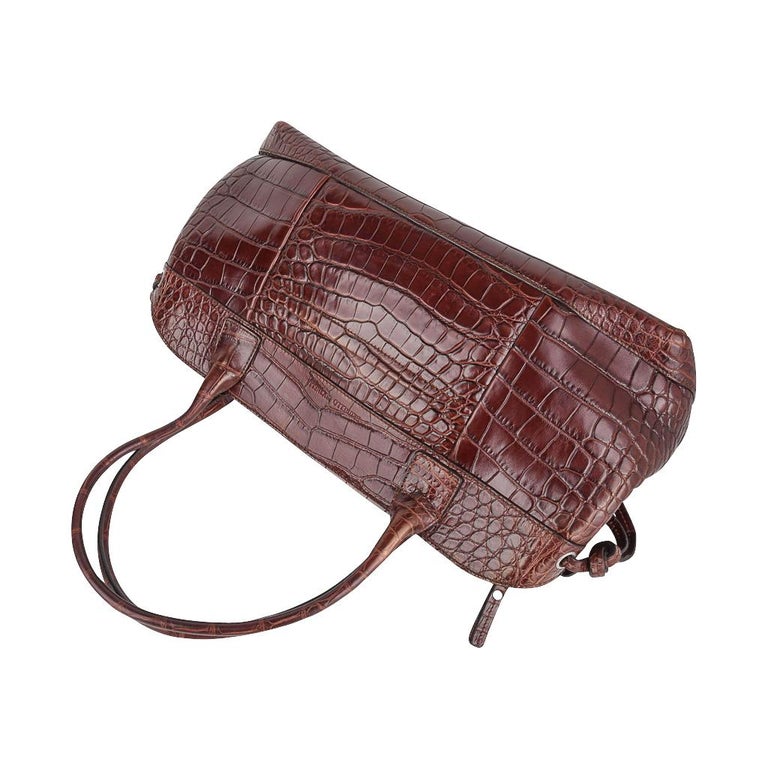 Brunello Cucinelli Bag Luxurious Rich Brown Crocodile Tote / Satchel For  Sale at 1stDibs | crocodile brown bag